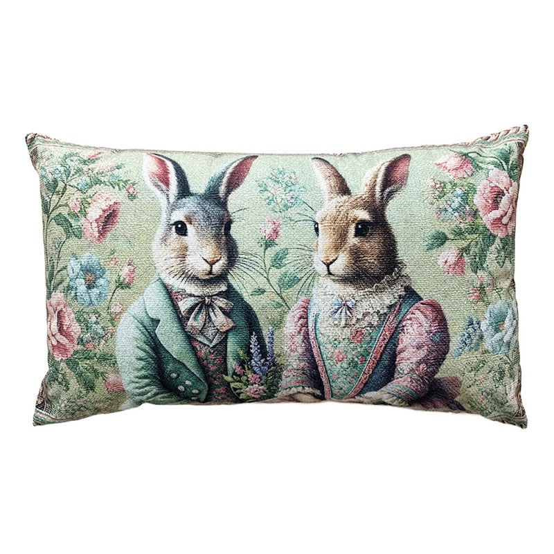 Decorative Cushion Green Polyester Rabbits 35x50x4