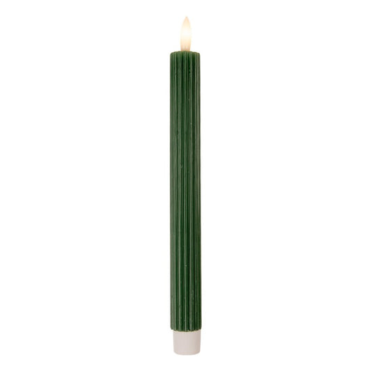 LED Dinner Candles Set of 2 Green Wax 2x25 cm