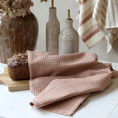 Keittiöpyyhe vohveli, dusty rose