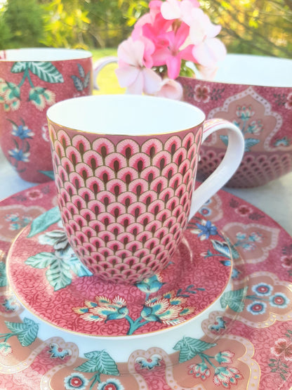 Pieni asetti Flower Festival dark pink