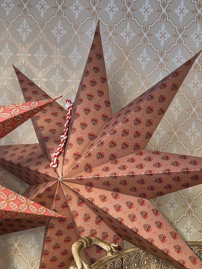 Paperitähti Jaipur Flower punainen-beige 60 cm
