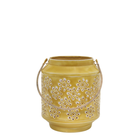 Keltainen reikäkuvioitu lyhty