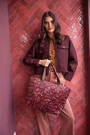 Olkalaukku Tilda Medium Flora Bangelore dark pink