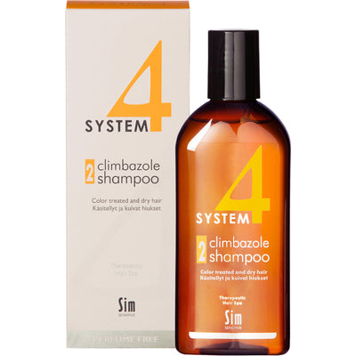 System 4 Climbazole shampoo 2, käsitellyt ja kuivat hiukset