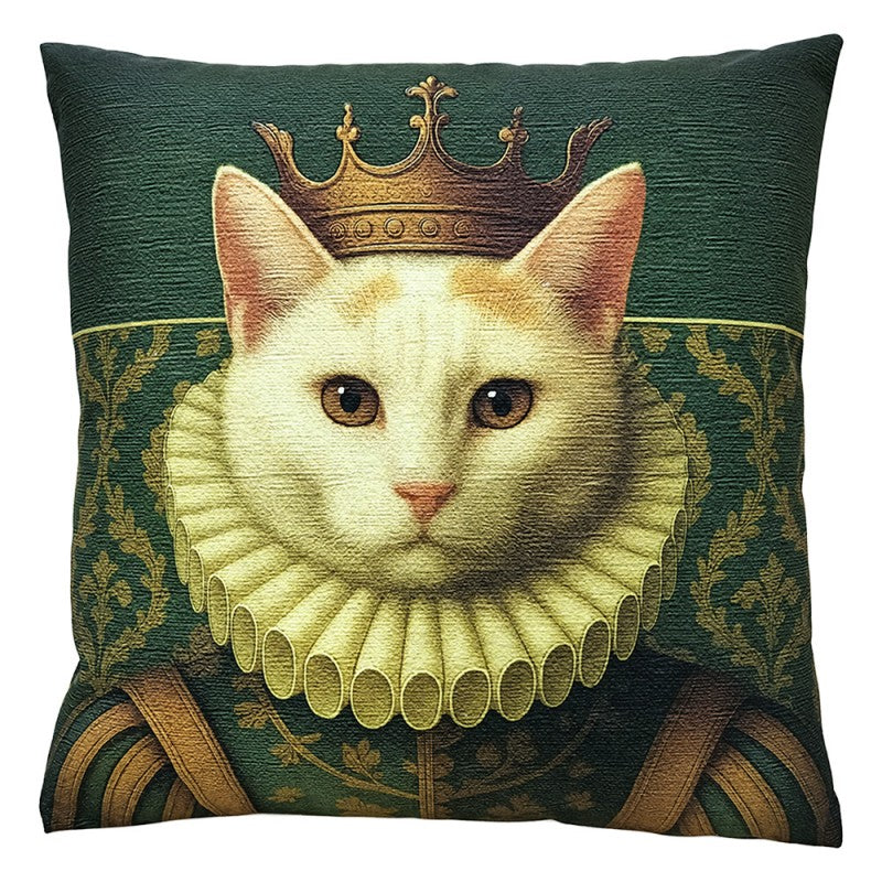 Decorative Cushion Green Polyester Cat 45x45 cm