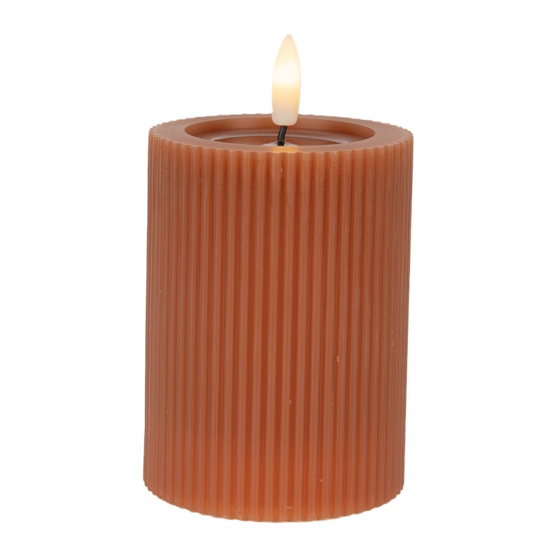 LED Candle Brown Wax 8x13 cm