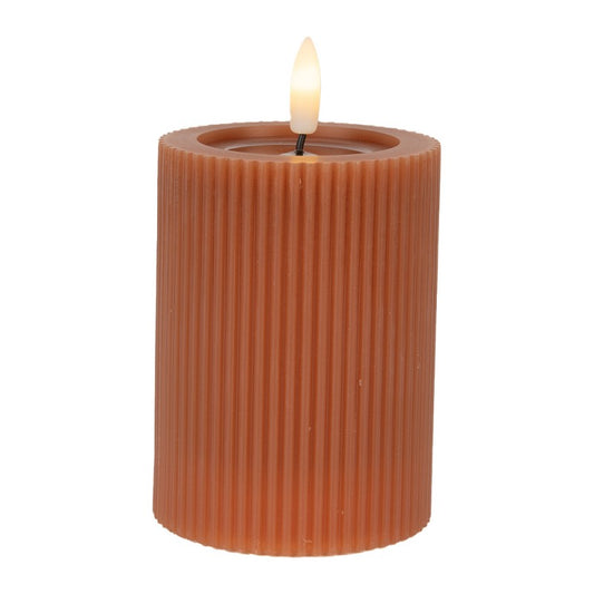 LED Candle Brown Wax 8x13 cm
