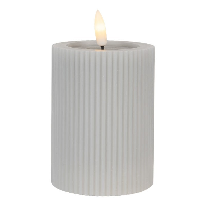 LED Candle Grey Wax 8x13 cm