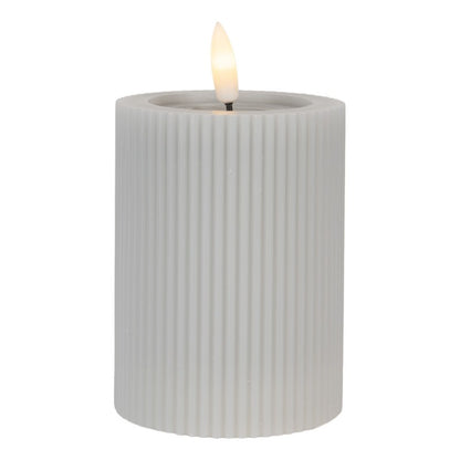 LED Candle Grey Wax 8x13 cm