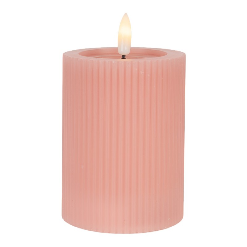 LED Candle Pink Wax 8x13 cm