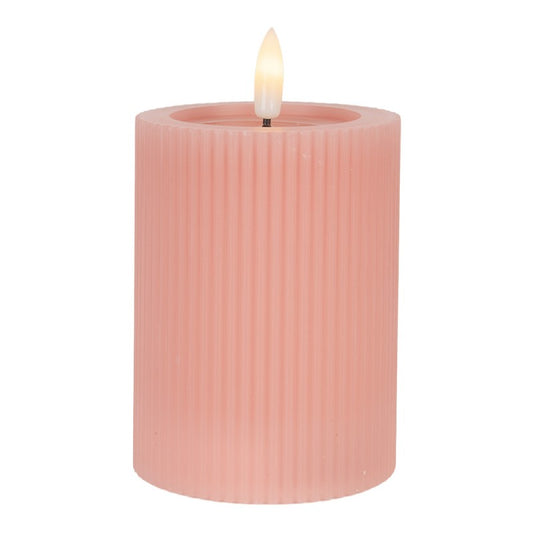 LED Candle Pink Wax 8x13 cm