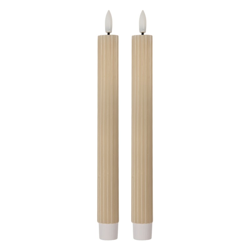 LED Dinner Candles Set of 2 Beige Wax 2x25 cm