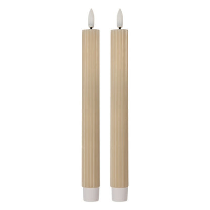 LED Dinner Candles Set of 2 Beige Wax 2x25 cm