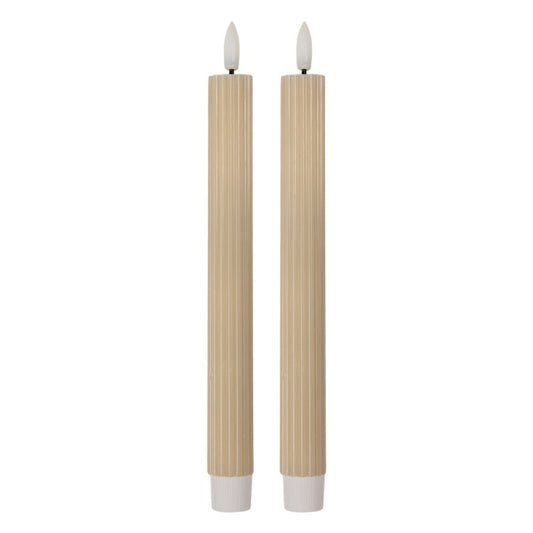 LED Dinner Candles Set of 2 Beige Wax 2x25 cm