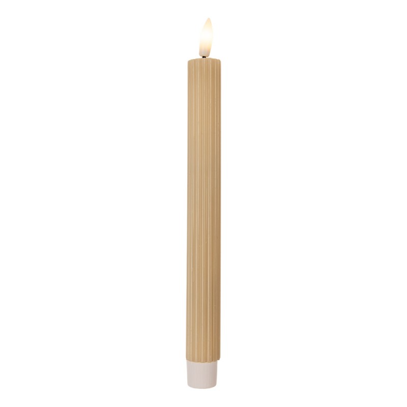 LED Dinner Candles Set of 2 Beige Wax 2x25 cm