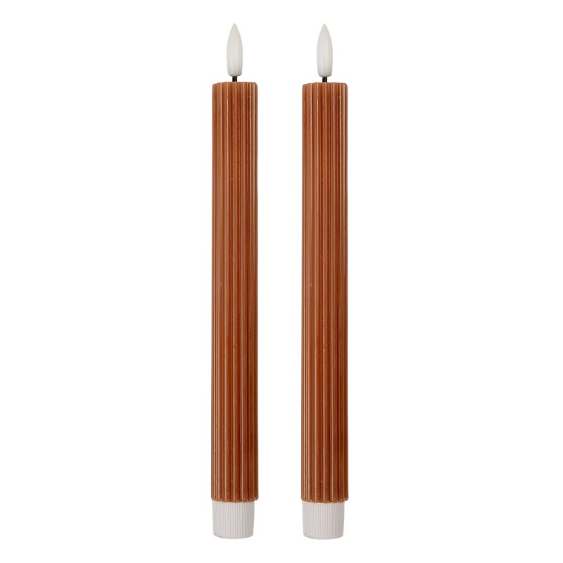 LED Dinner Candles Set of 2 Brown Wax 2x25 cm