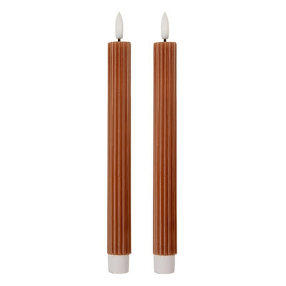 LED Dinner Candles Set of 2 Brown Wax 2x25 cm