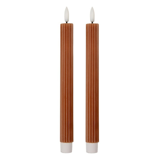 LED Dinner Candles Set of 2 Brown Wax 2x25 cm