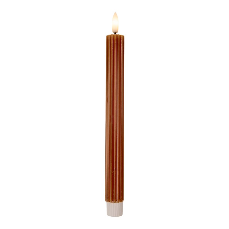 LED Dinner Candles Set of 2 Brown Wax 2x25 cm