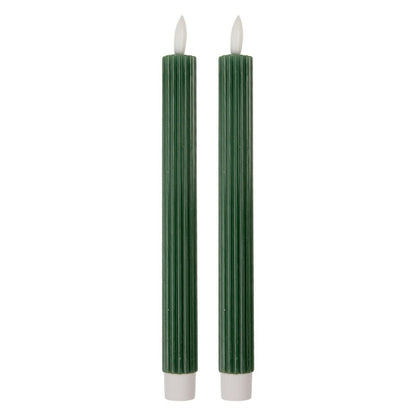 LED Dinner Candles Set of 2 Green Wax 2x25 cm