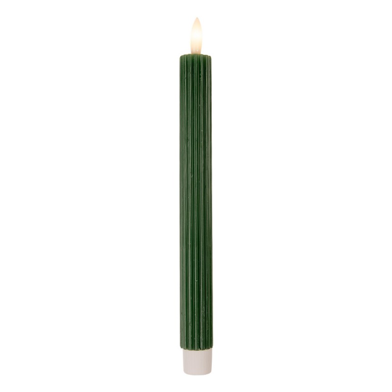 LED Dinner Candles Set of 2 Green Wax 2x25 cm