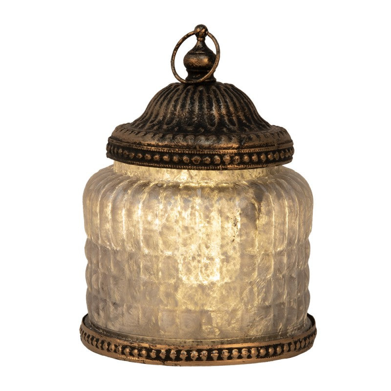 LED Lantern Grey Glass 10x13 cm