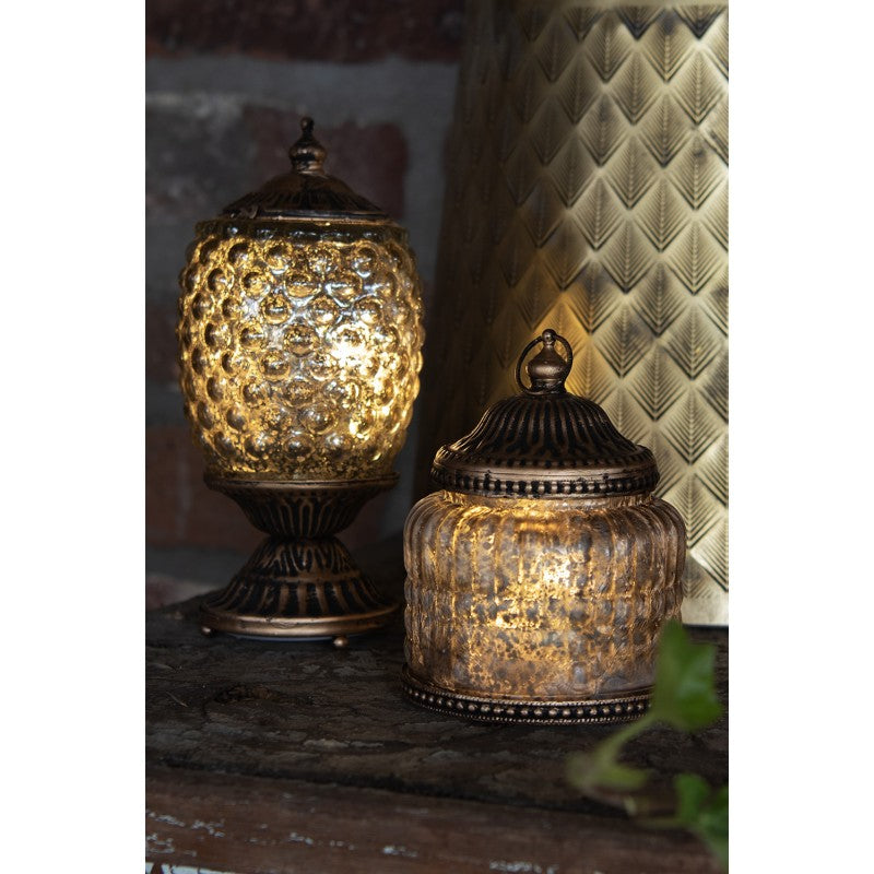 LED Lantern Grey Glass 10x13 cm
