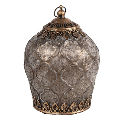 LED Lantern Brown Glass 13x18 cm