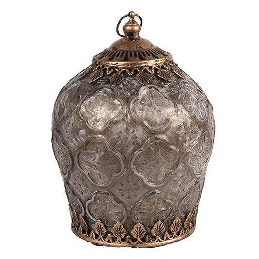 LED Lantern Brown Glass 13x18 cm