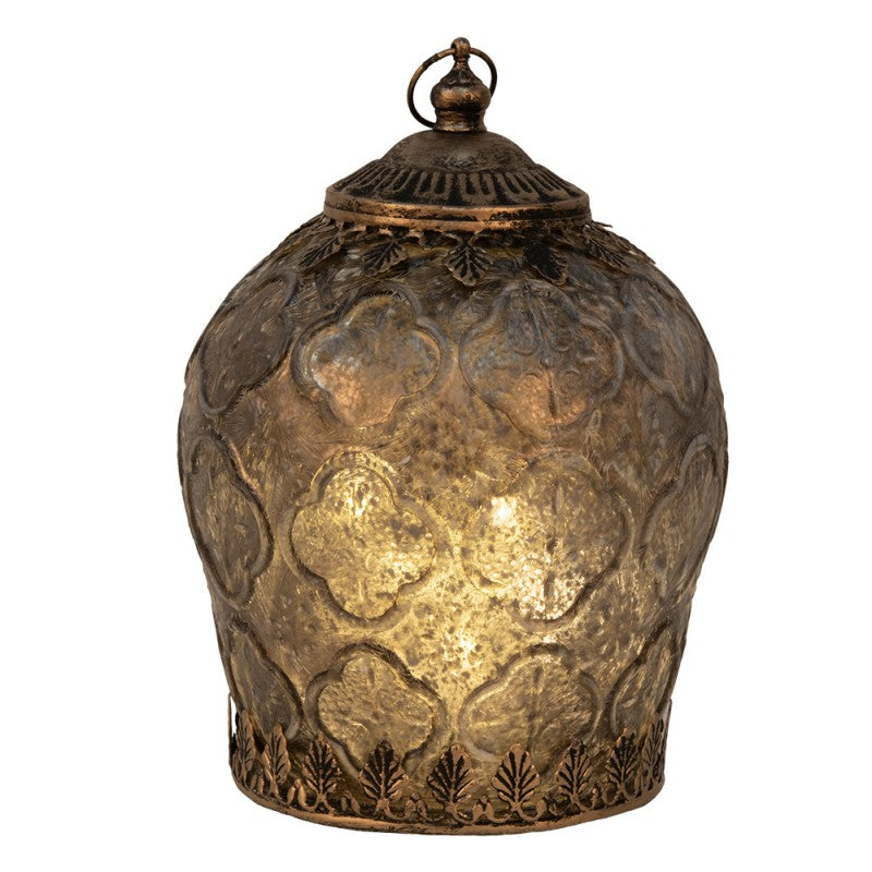 LED Lantern Brown Glass 13x18 cm