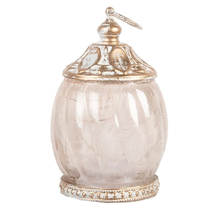 LED Lantern Beige Glass 7x11 cm