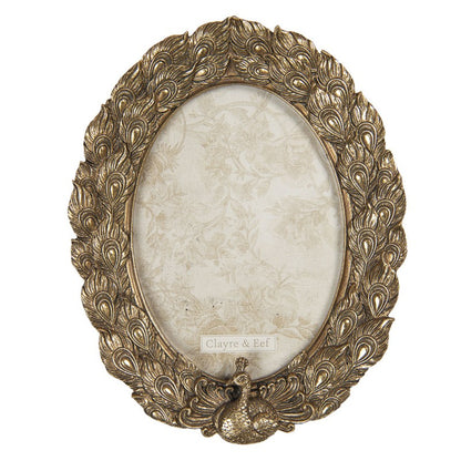 Photo Frame Gold Colored Plastic Peacock 13x18 cm