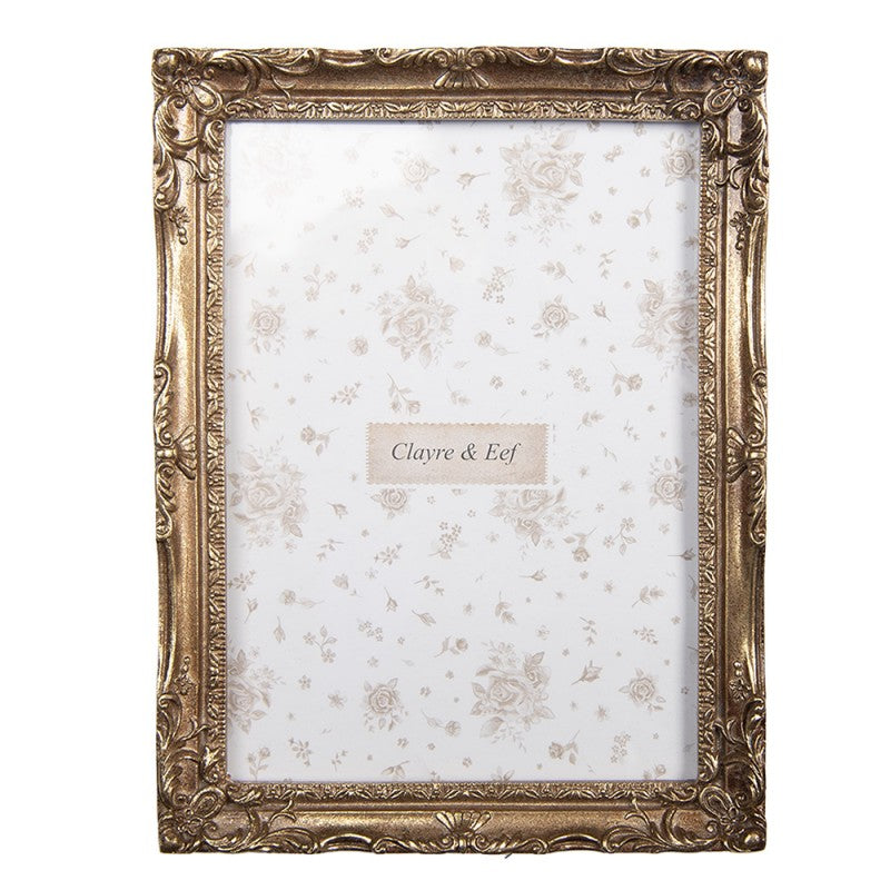 Photo Frame Gold Colored Plastic 13x18 cm